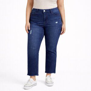 Democracy Ab Solution High Rise Slim Straight Jeans Raw Hem – 16W